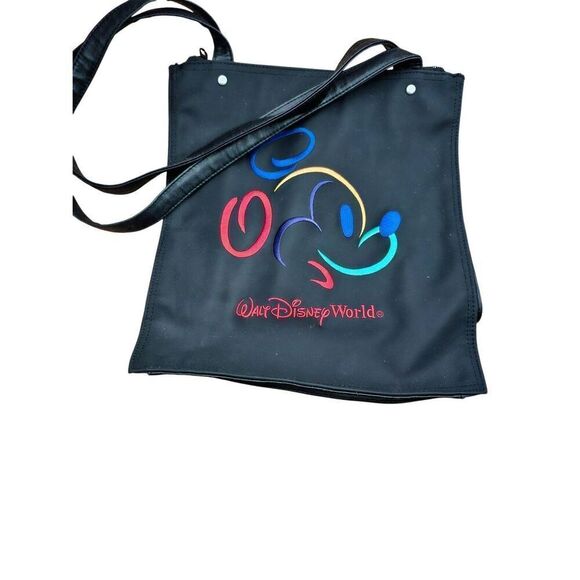 Disney Mickey Mouse Embroidered Pattern on Black Purse - Picture 1 of 1